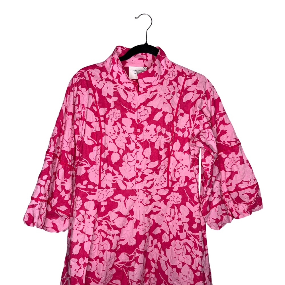 Hyacinth House Hillsborough Floral Midi Dress Womens Sm Pink Puff Sleeve Tiered - Picture 5 of 9